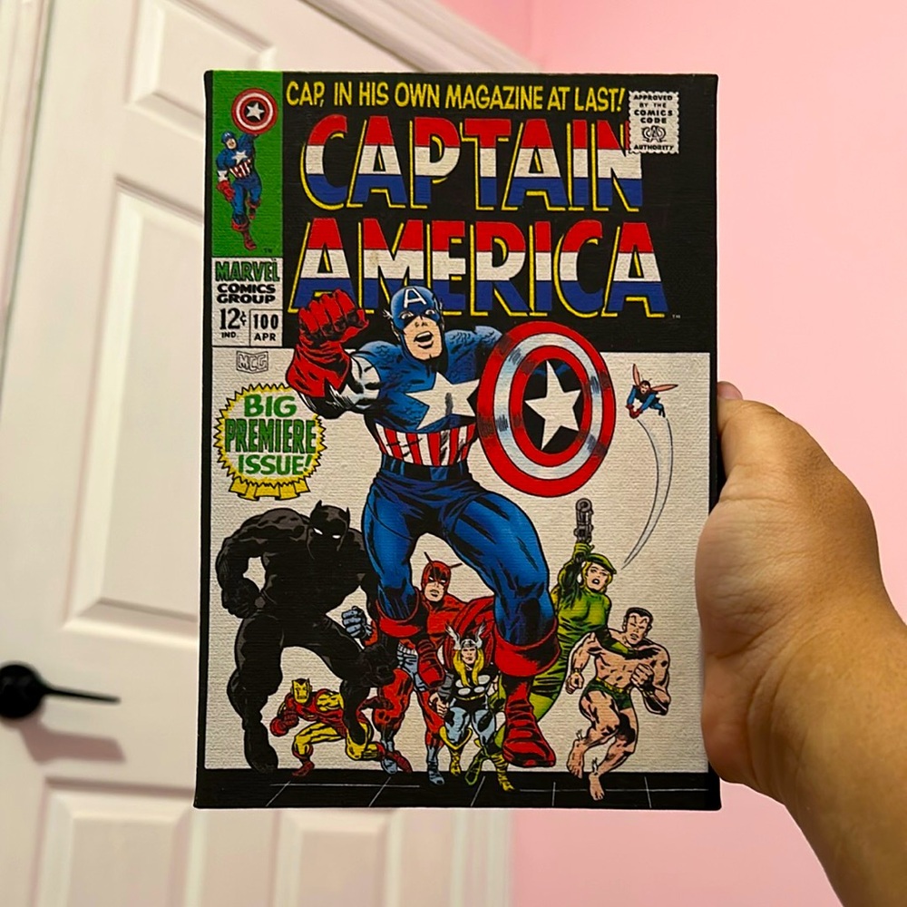 Captain America Comic Book Canvas Art